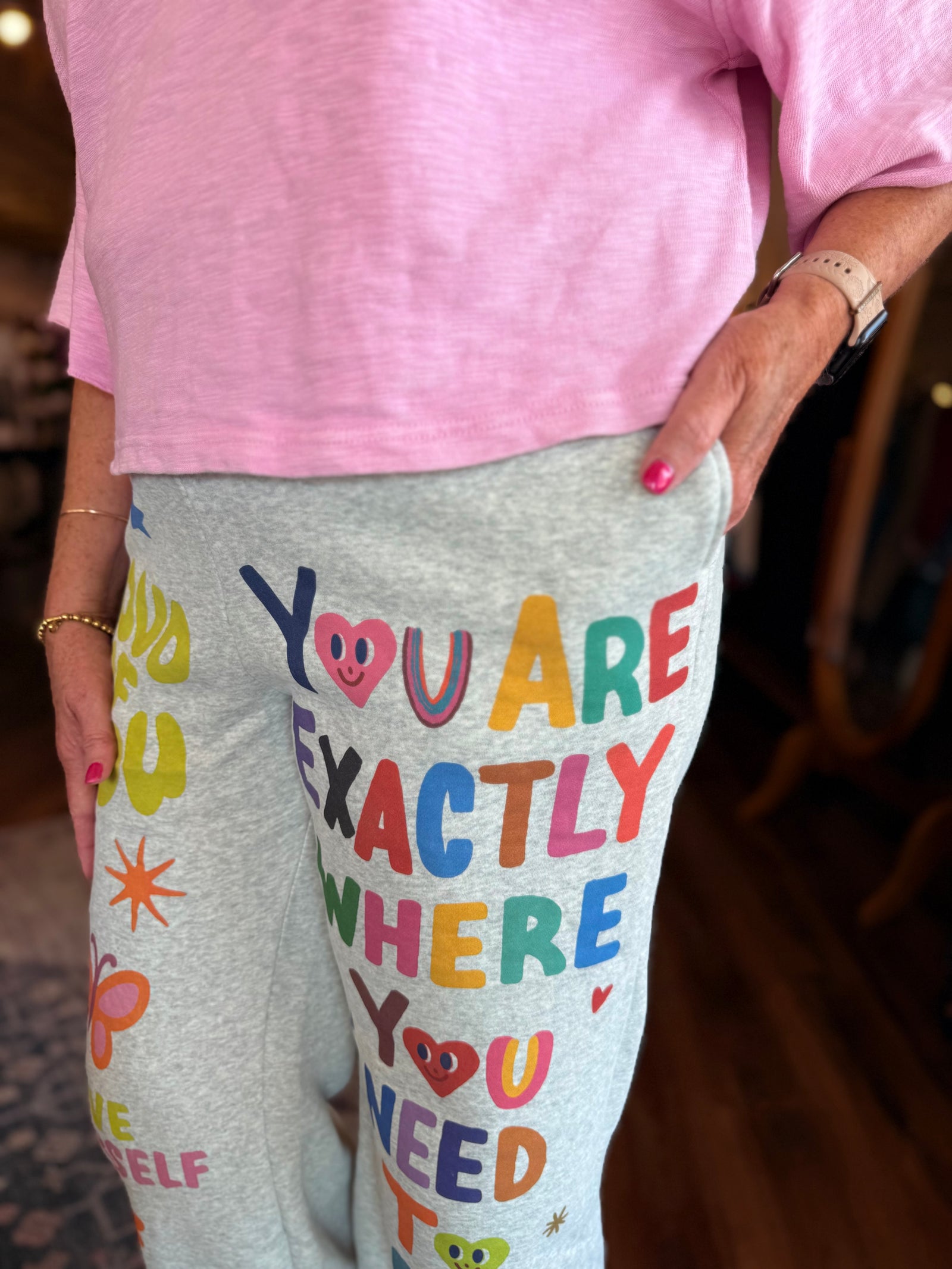 Bucketlist Grey Inspirational Graphic Jogger Sweatpants