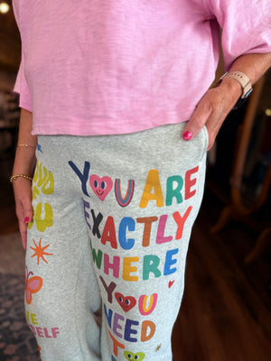 Bucketlist Grey Inspirational Graphic Jogger Sweatpants