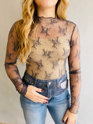 Lace Mock Neck Layering Top