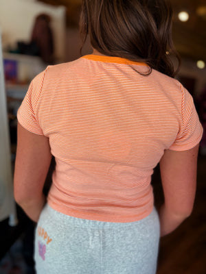 Le Lis Round Neck Short Sleeve Stripe Top