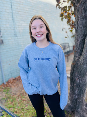 Go Mustangs Embroidered Crew