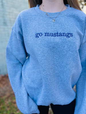 Go Mustangs Embroidered Crew