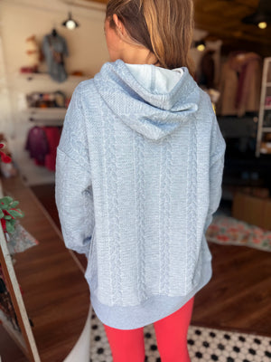 Very J Heather Grey Oversized Cable Knit Hoodie Top