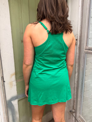 Kelly Green Romper Mini Dress
