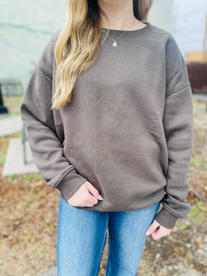 Dark Olive Oversized Fleece Sweatshirt