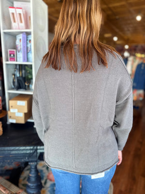 Blu Pepper Raw Edge Extended Shoulder Sweater