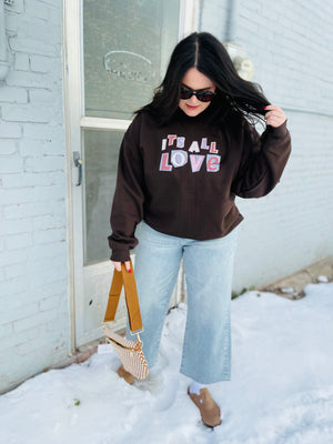 Brown It's All Love Graphic Sweatshirt