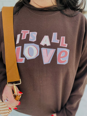 Brown It's All Love Graphic Sweatshirt