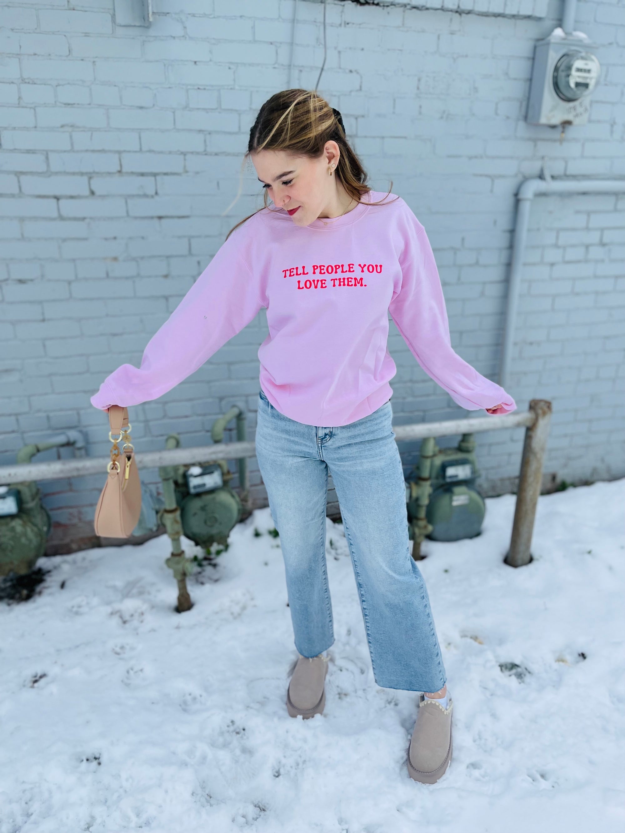 Pink Tell People You Love Them Sweatshirt