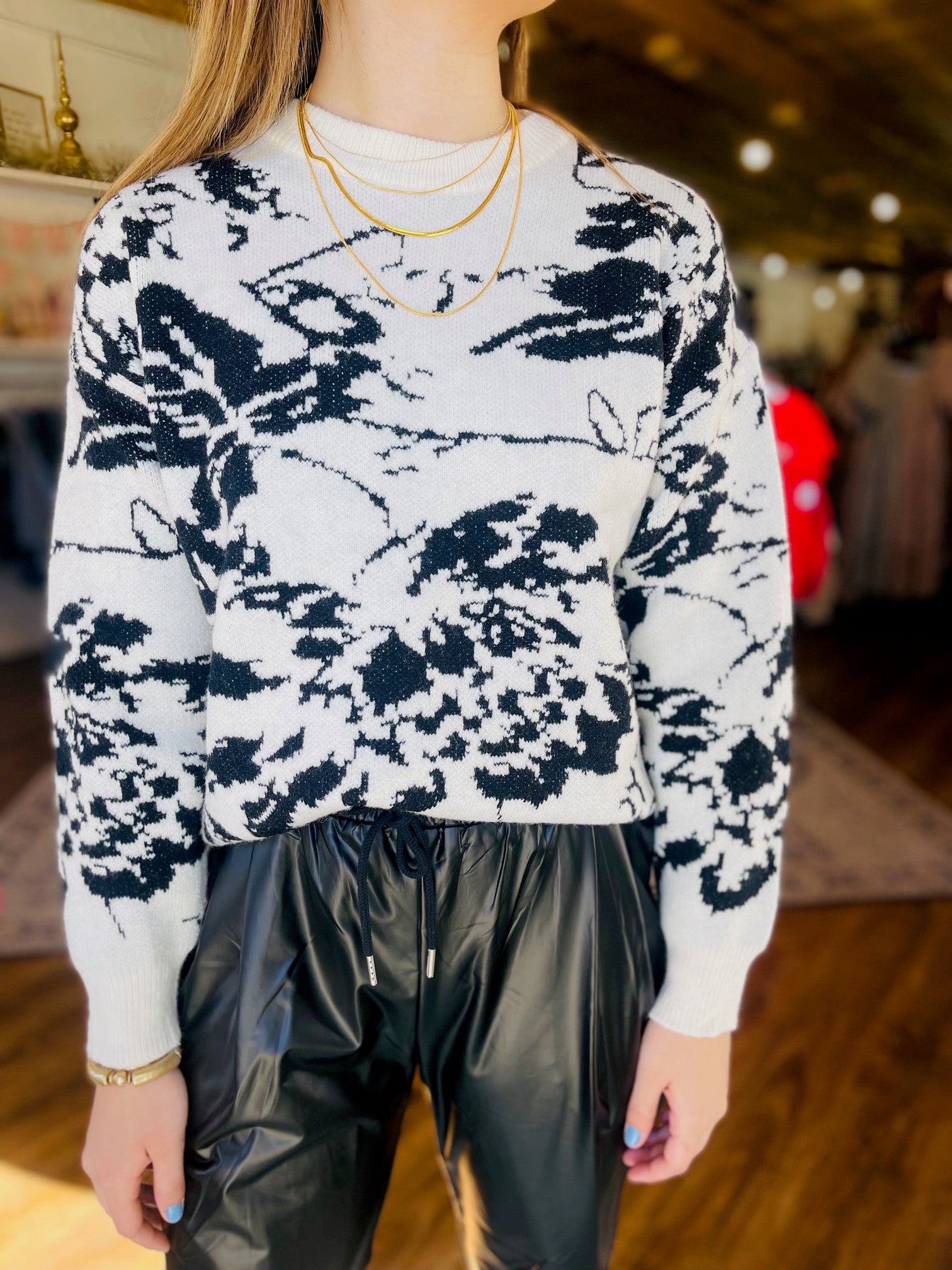 Abstract Black & White Sweater