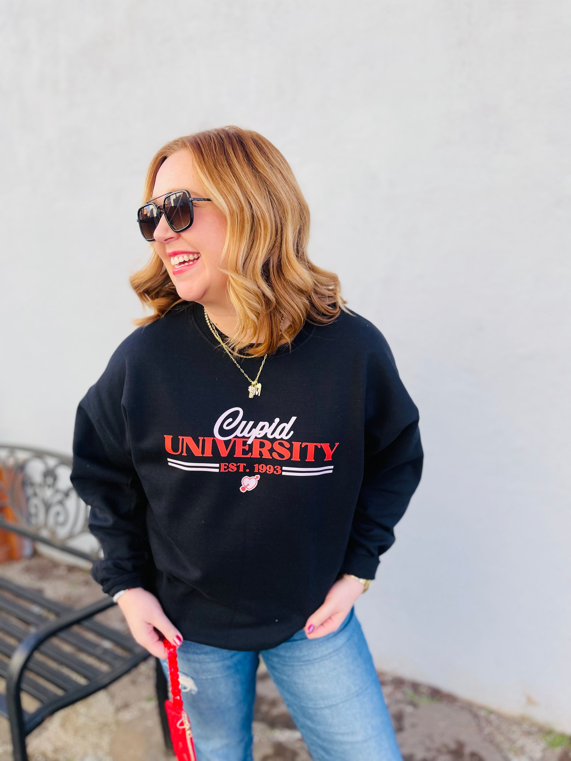 Black Cupid University Graphic Sweatshirt