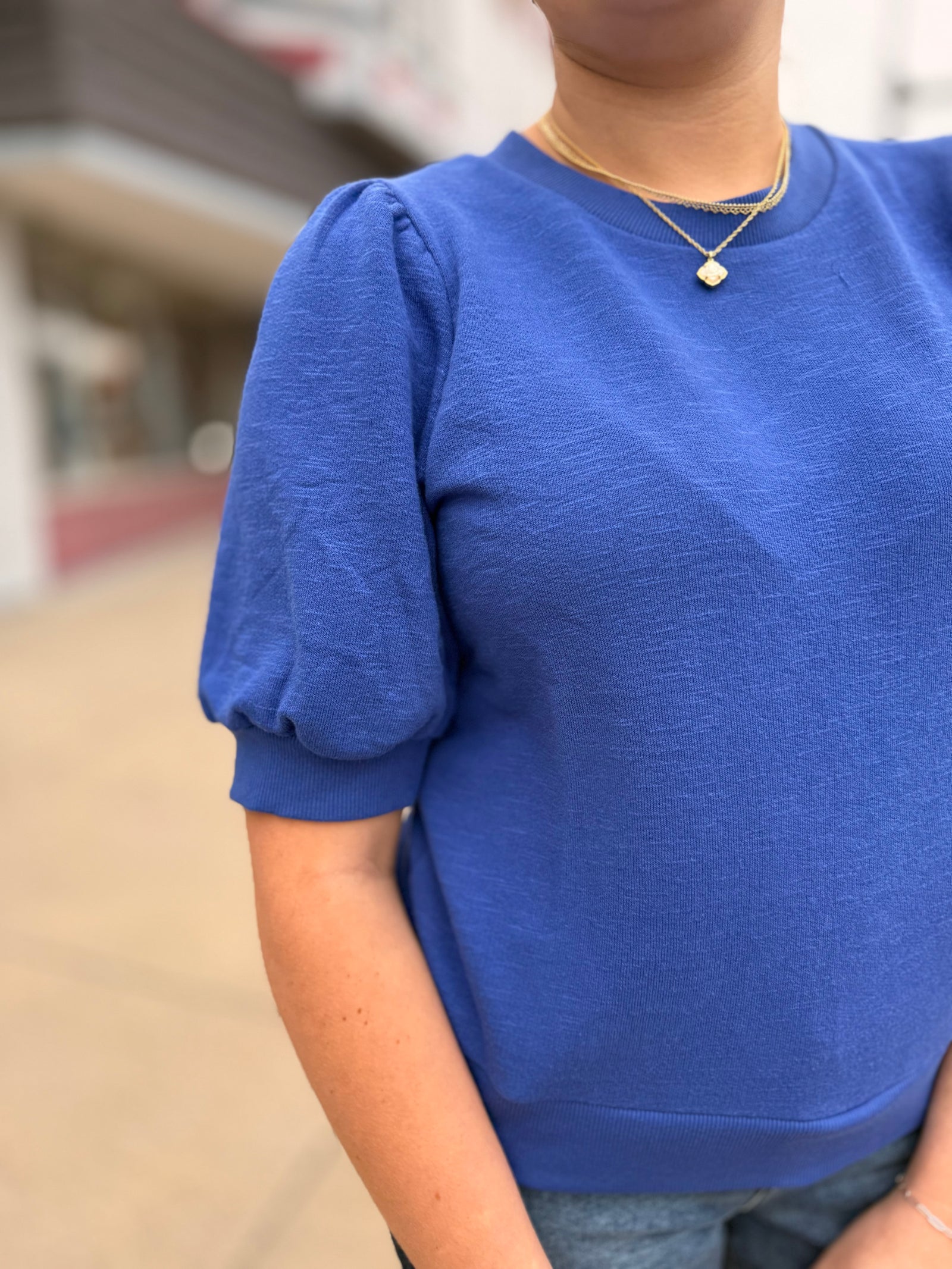 Hyfve Cobalt Puff Short Sleeve Top