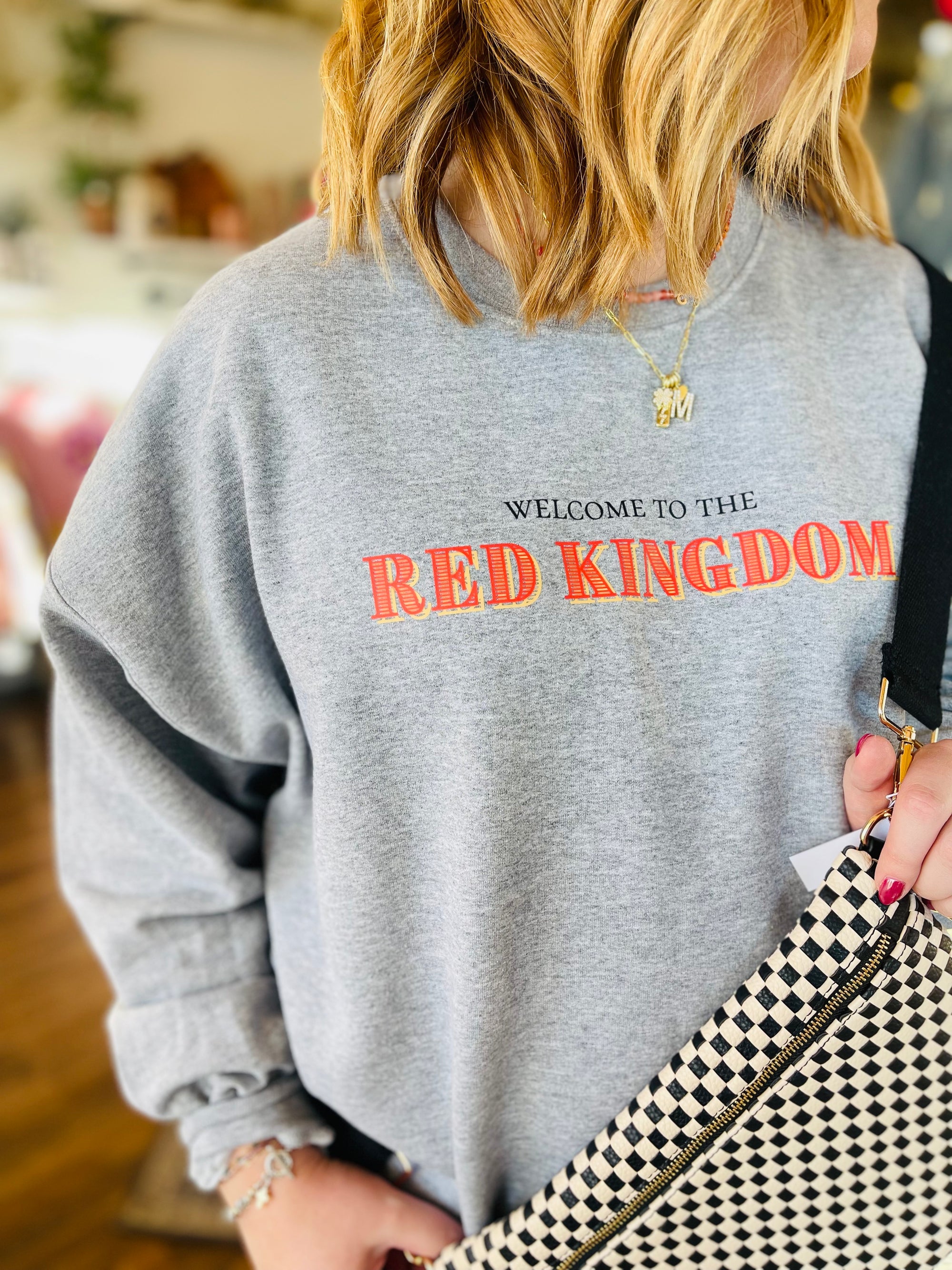 Heather Grey Red Kingdom Graphic Sweatshirt