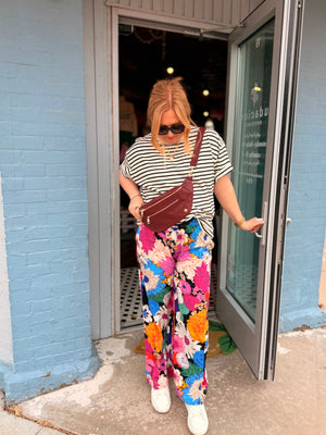 Hyfve Striped Short Sleeve Oversized Cotton Tee