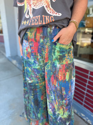 Davi & Dani Multi Color Denim Adjustable Bottom Pants