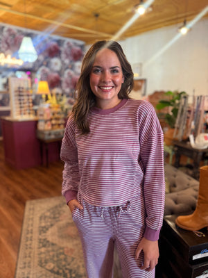 Mono B Mulberry Stripe Cropped Top