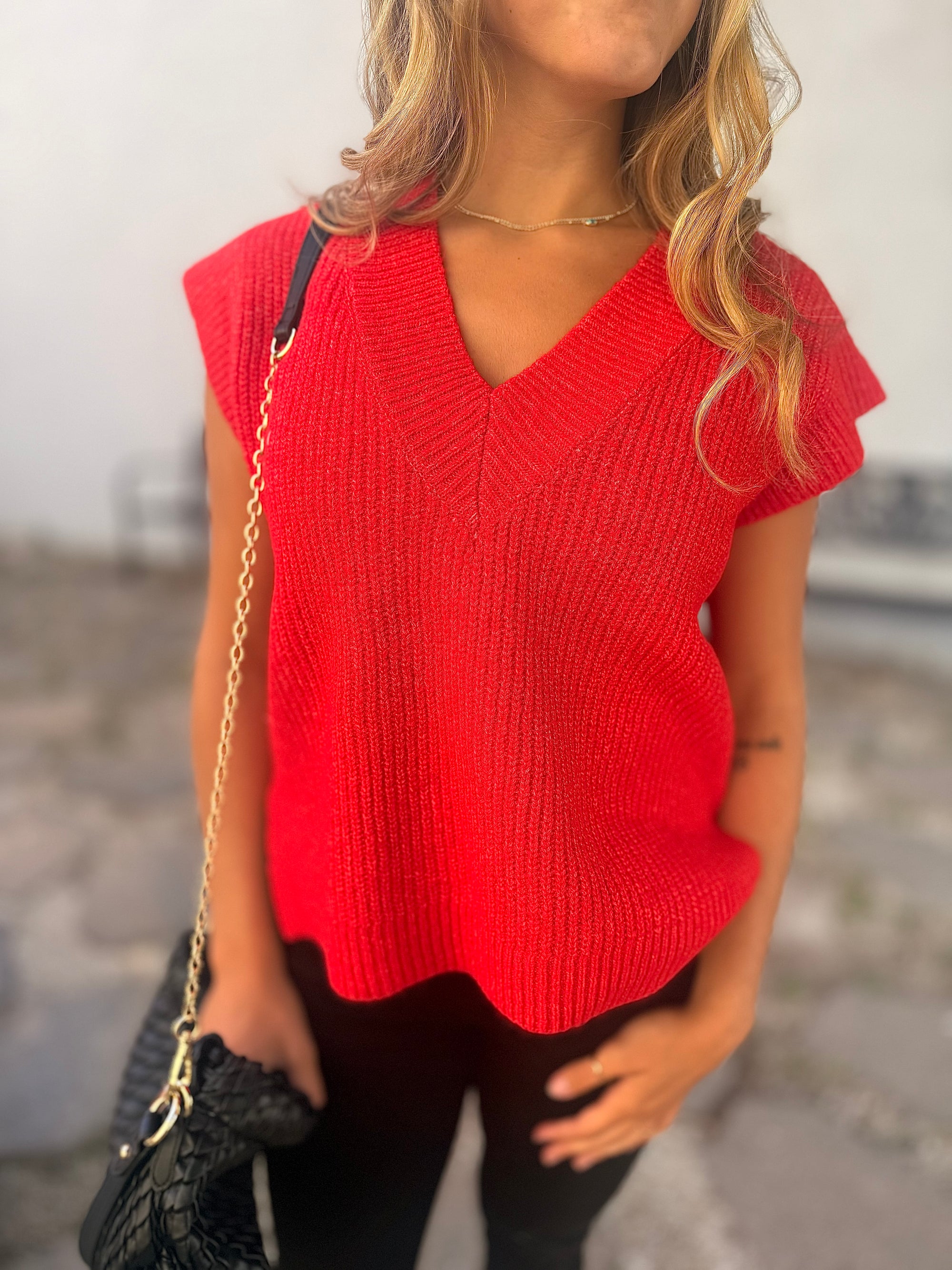 Oversized Sweater Vest w/ Side Slits