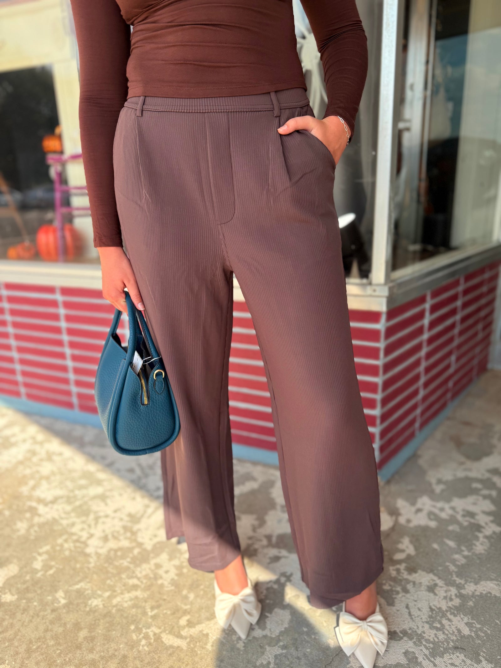 Mono B Jacquard Ribbed Tailored Trouser Pants