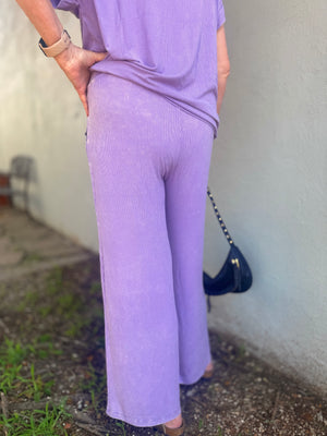 Lavender Ribbed Acid Wash Bottoms
