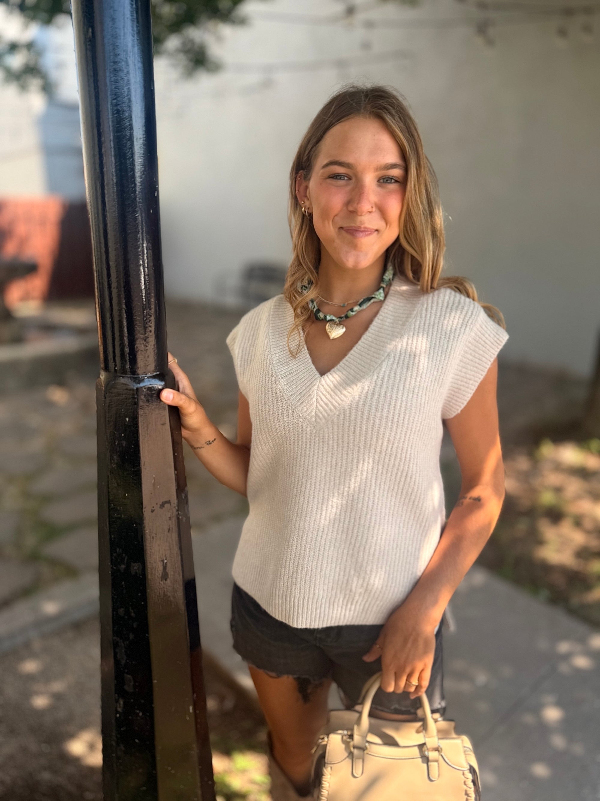 Oversized Sweater Vest w/ Side Slits