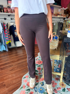 Mono B Coffee Venice Contrast Piping Flare Leggings