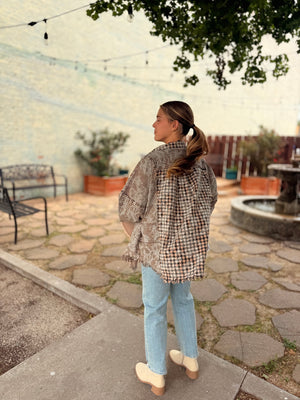Oli + Hali Washed Mixed Plaid w/ Frayed Hem