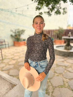 Oli + Hali Long Sleeve Floral Mesh Top
