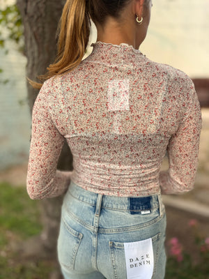 Oli + Hali Long Sleeve Floral Mesh Top