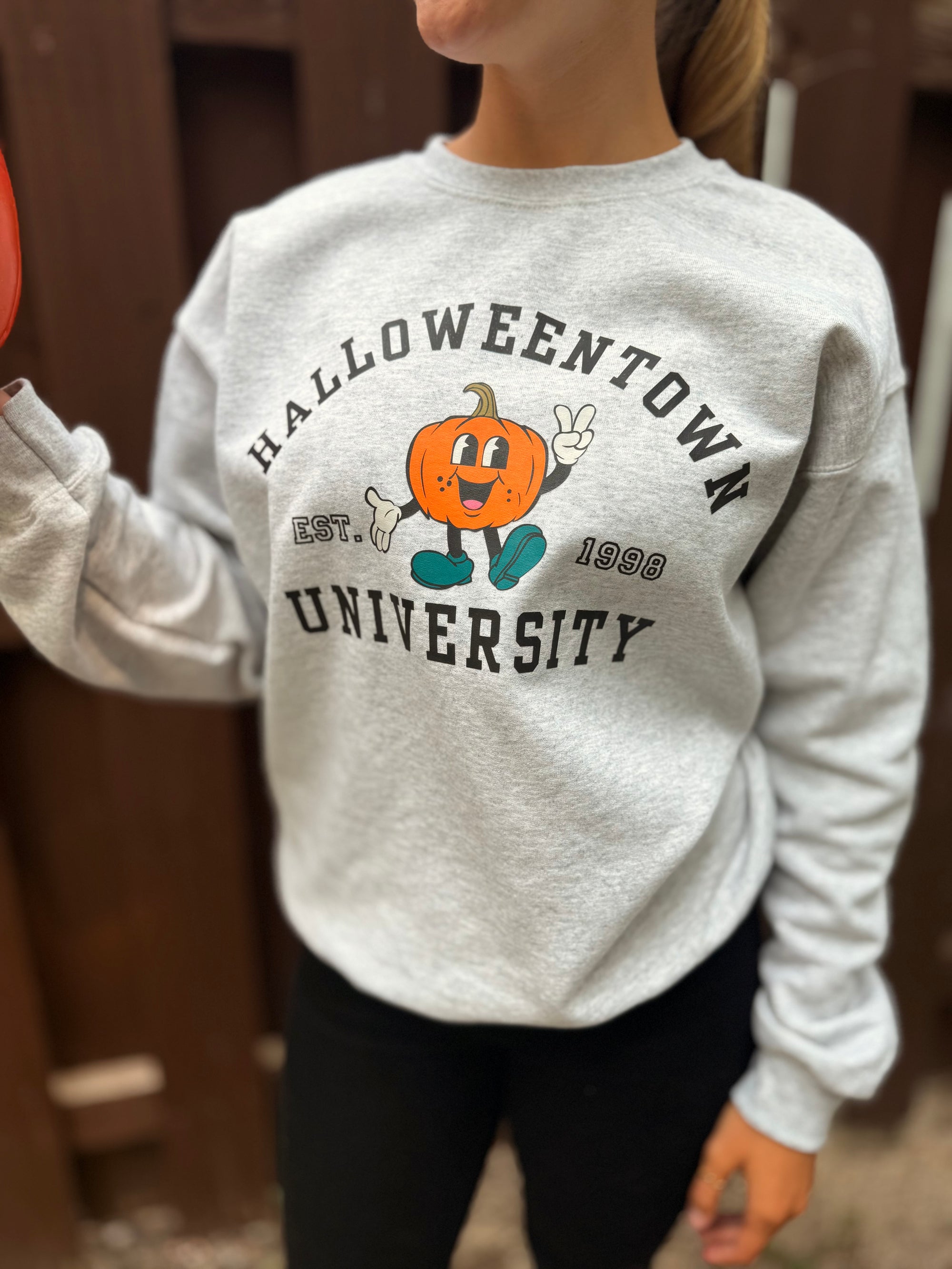 Heather Grey Halloweentown Graphic Crew Sweatshirt