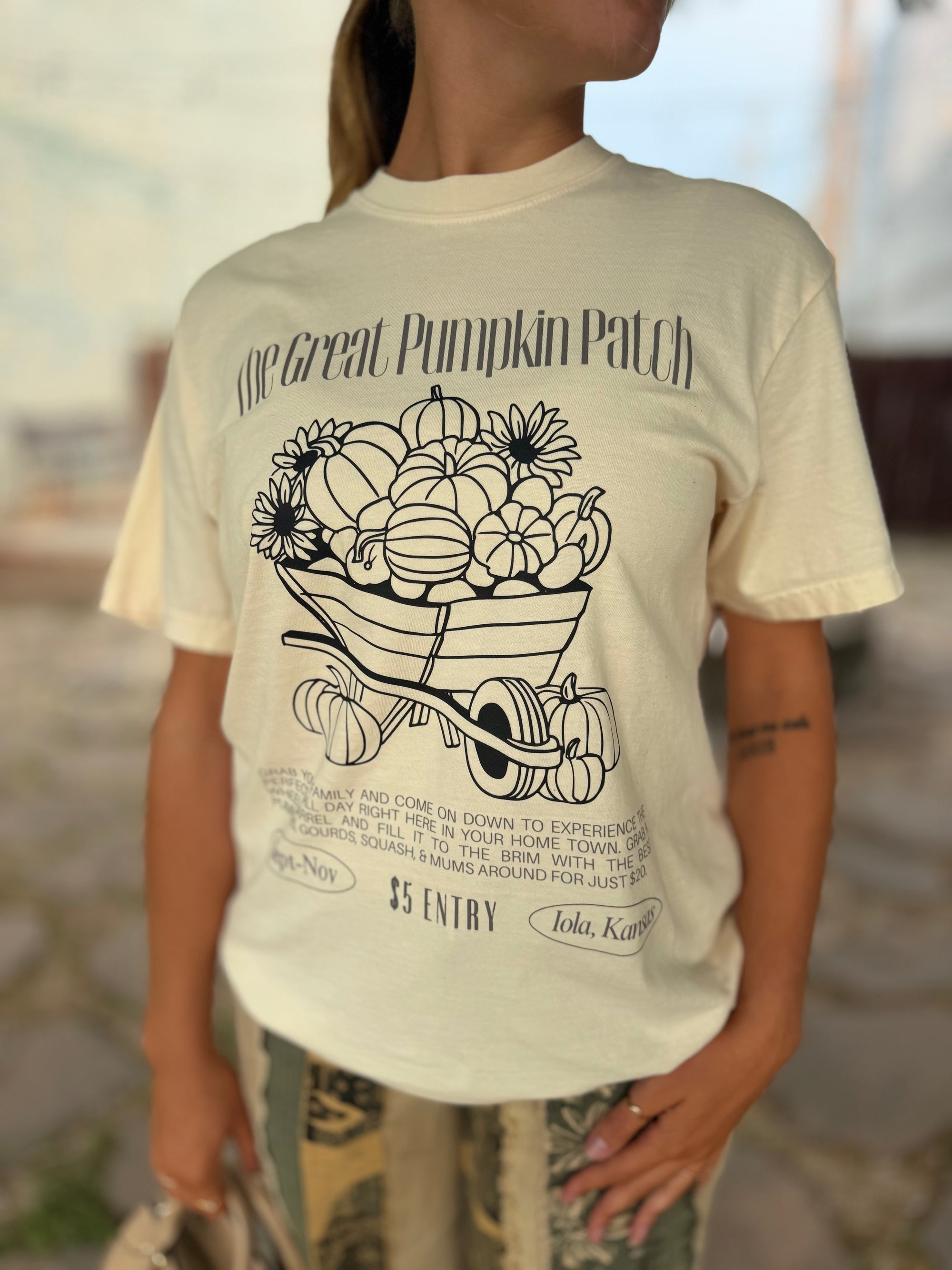 Cream Pumpkin Patch Graphic T-Shirt