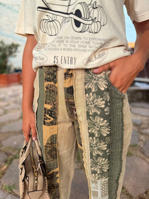 Oli + Hali Mineral Wash Patchwork Twill Pants