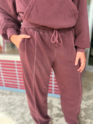 Blu Pepper Maroon Front Seam Cuffed Lounge Pants
