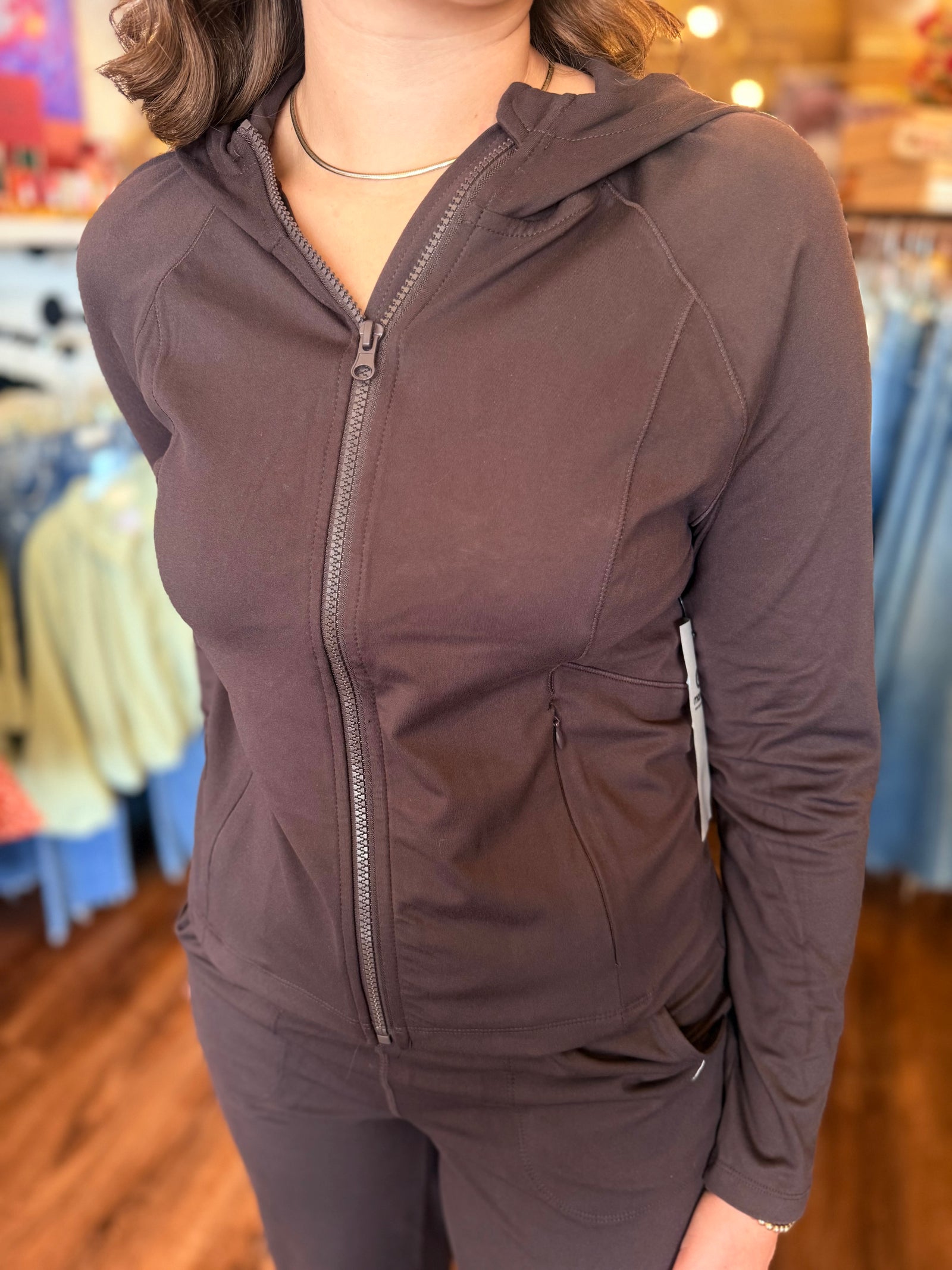 Mono B Coffee Bean Venice Zip Up Hooded Jacket