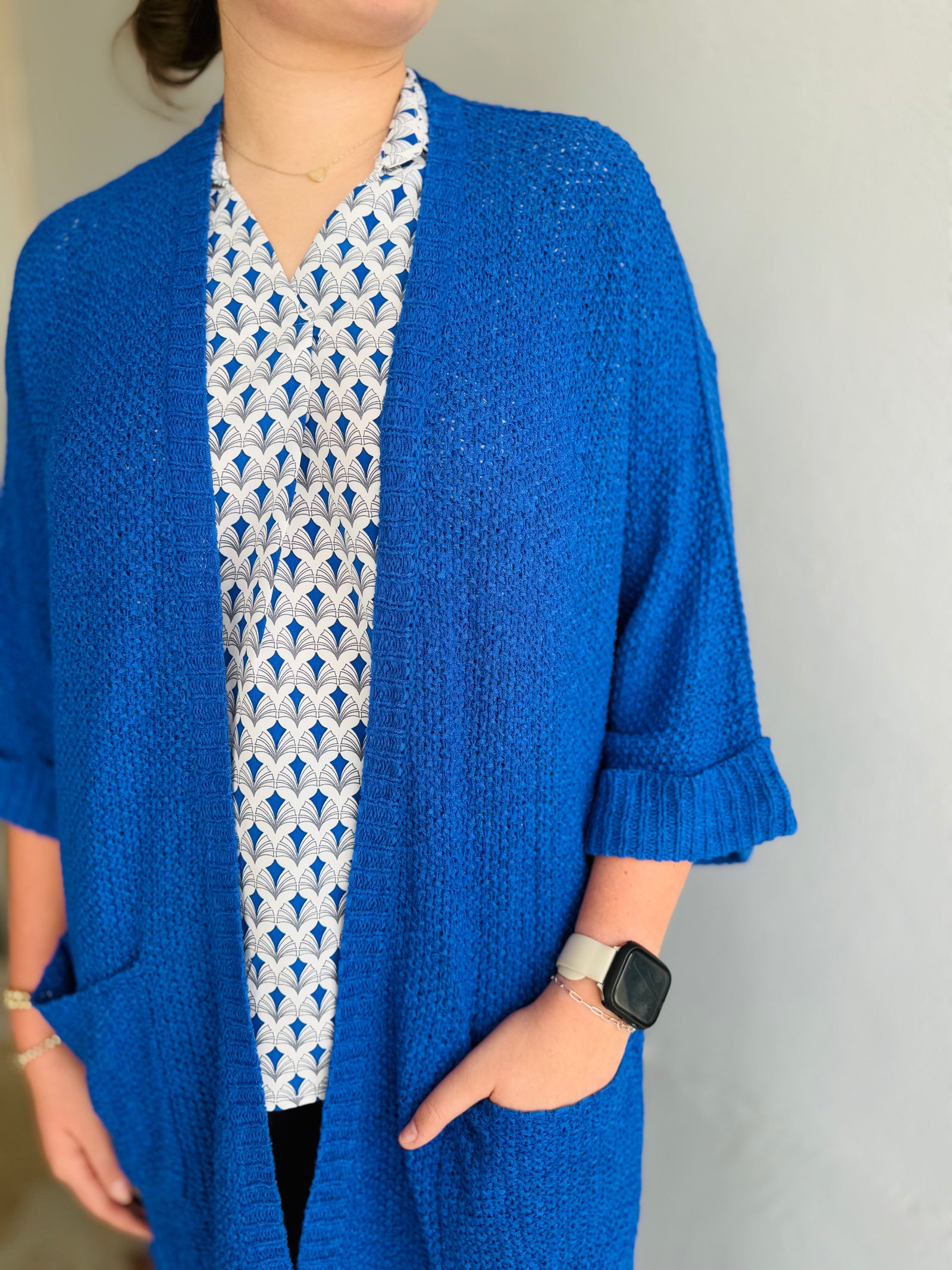 She & Sky Royal Blue Knit Slouchy Cardigan