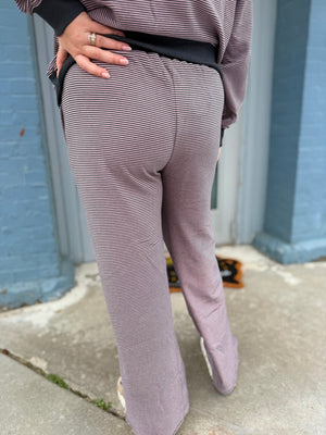 Le Lis Charcoal + Pink Striped Soft Wide Leg Pant