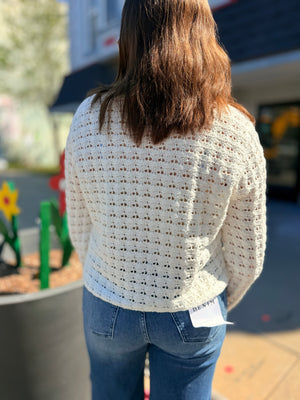 Staccato White Crochet Long Sleeve Cardigan w/ Ties
