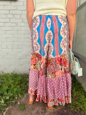 Pol Multi Pattern Woven Wide Leg Pants