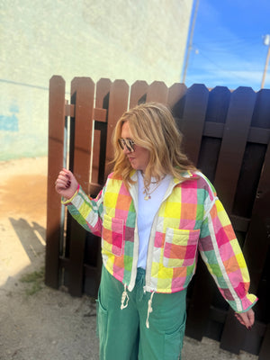 J.NNA Rainbow Plaid Quilted Jacket