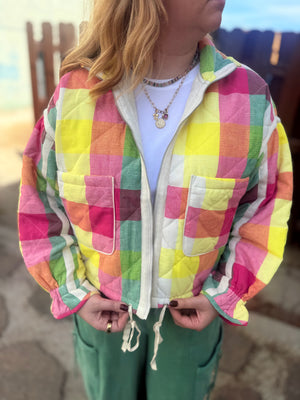 J.NNA Rainbow Plaid Quilted Jacket