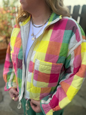 J.NNA Rainbow Plaid Quilted Jacket
