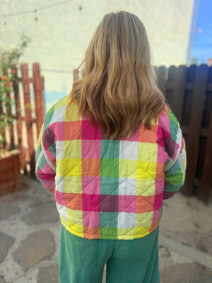 J.NNA Rainbow Plaid Quilted Jacket