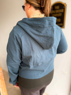 Mono B Navy Zip Up Hooded Fleece Jacket