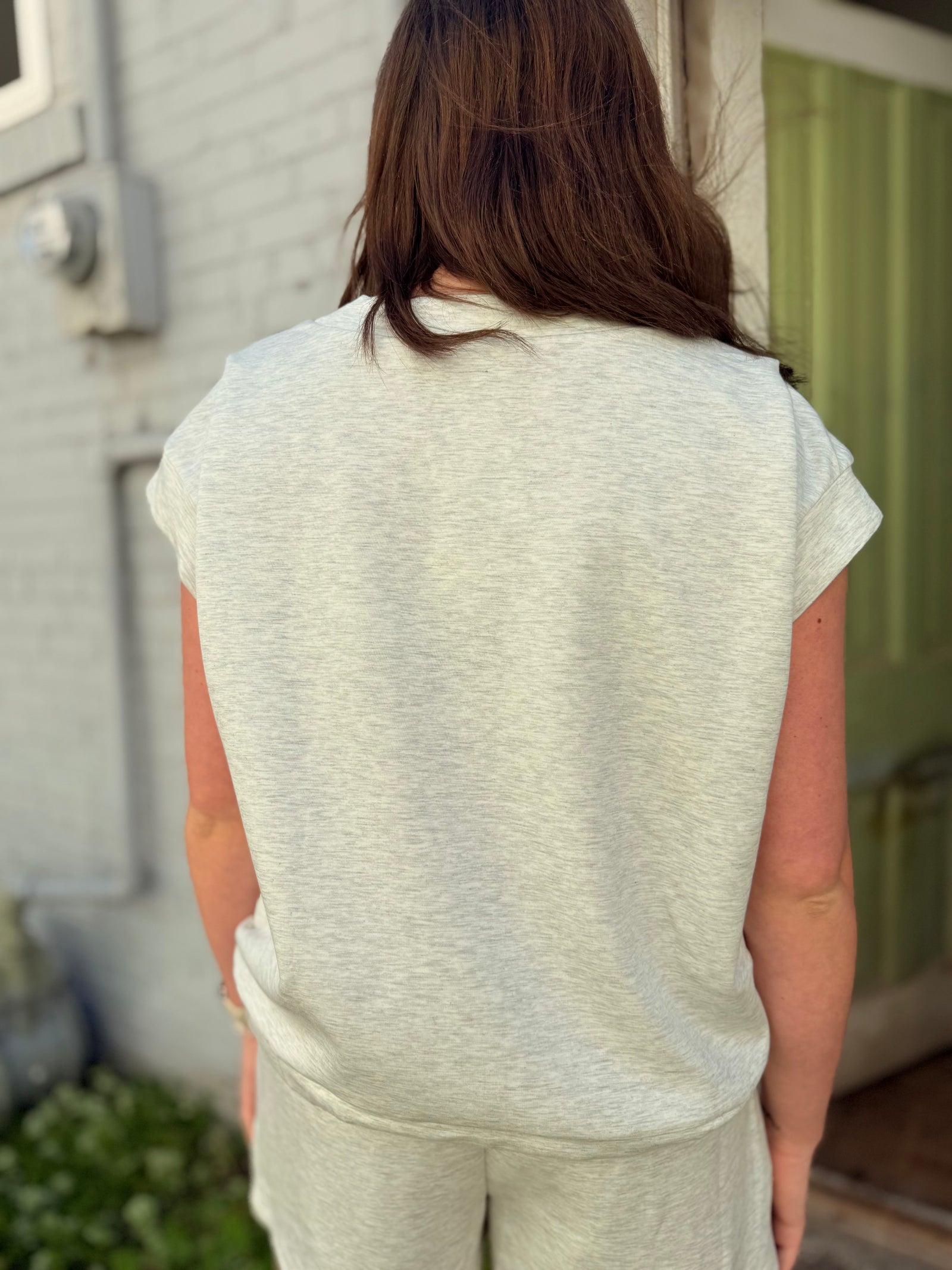 Oddi Grey Scuba Sleeveless Top
