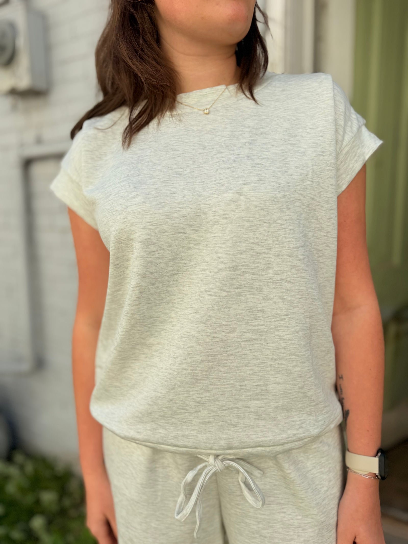 Oddi Grey Scuba Sleeveless Top