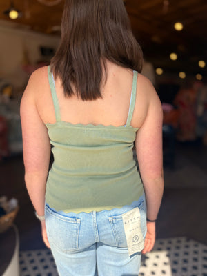 Blu Pepper Olive Scalloped Cami