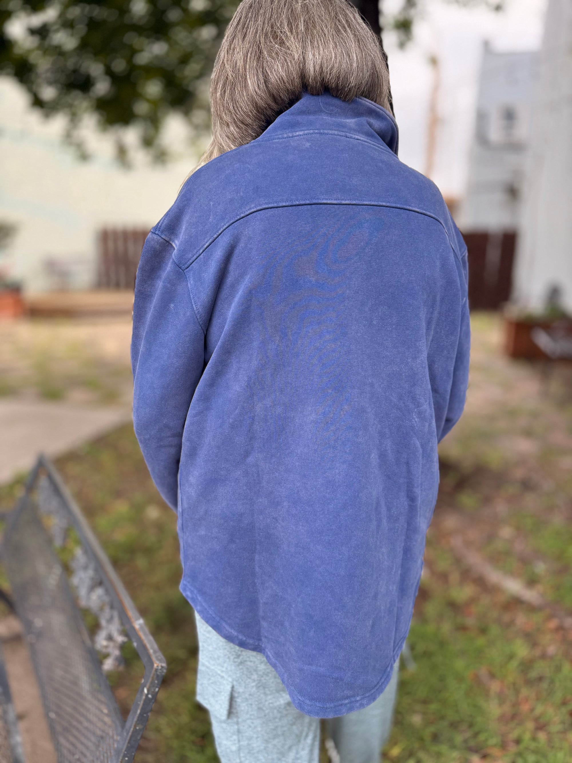Mono B Blue Snap On Shacket