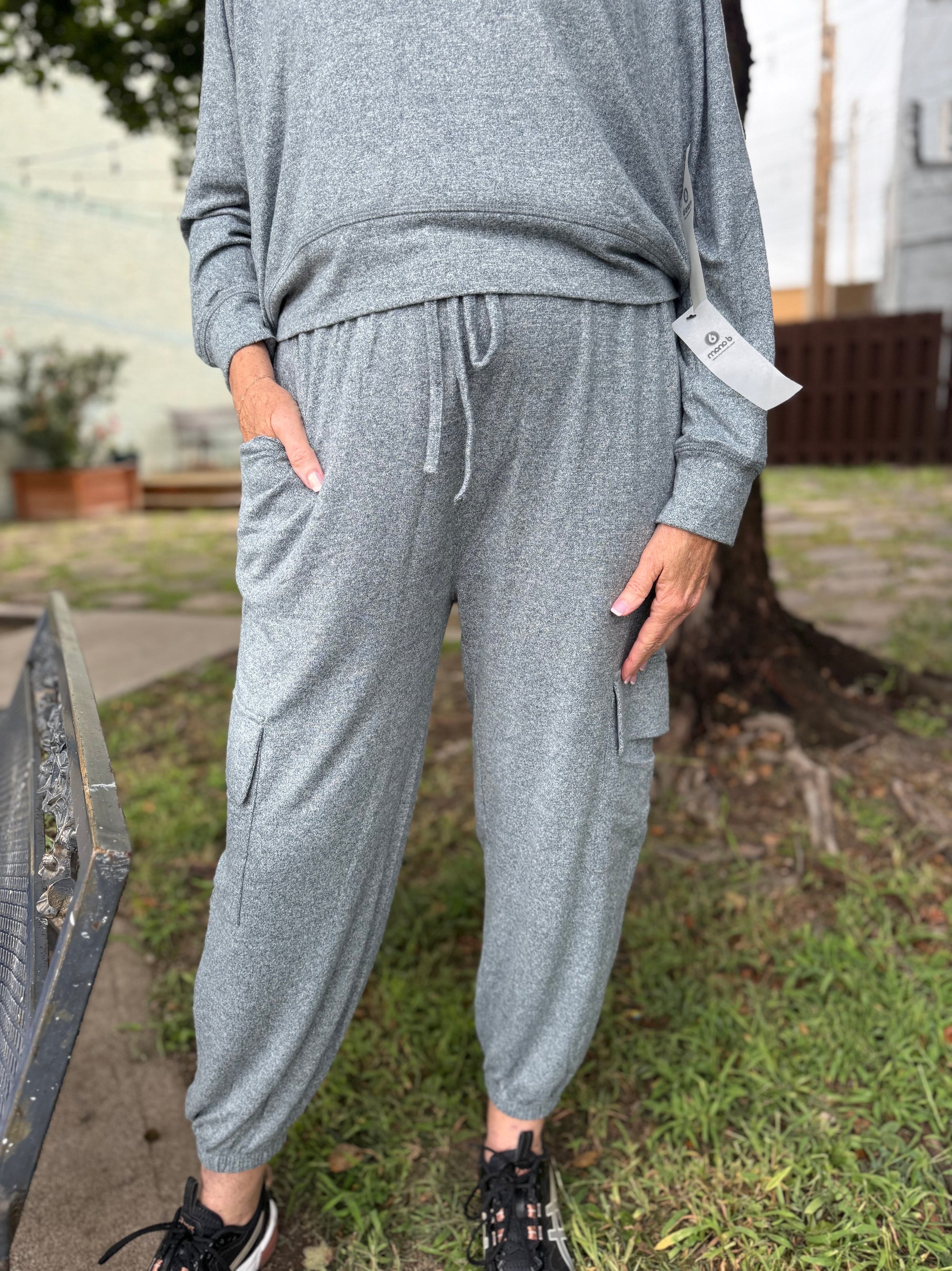 Mono B Navy Hacci Cargo Jogger Pant