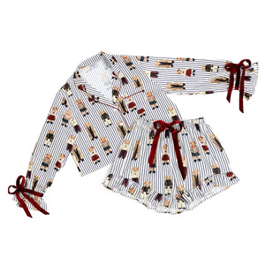 Bella Sleep Blue Striped Bear Short Set Pajamas