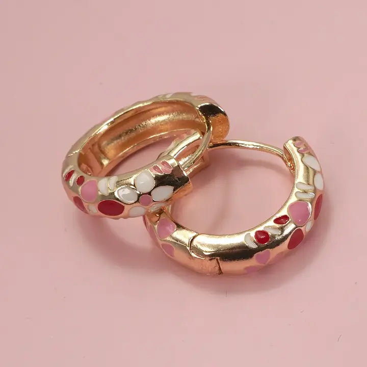 Colorful Enamel Flower Hoop Earrings