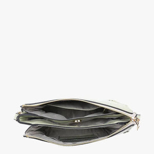 Whipstitch Trim Shoulder Bag w/ Braided Handle - Off White